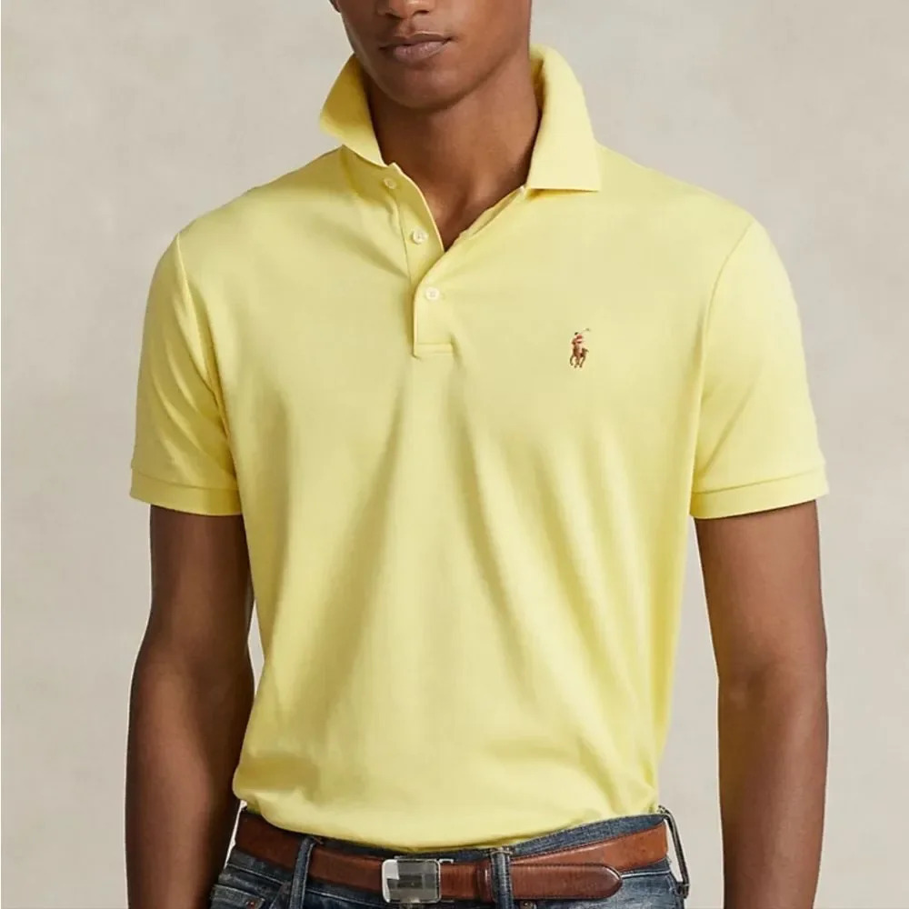 Polo Ralph Lauren Classic Fit Men's Yellow Collared Cotton Polo Shirt sz Medium